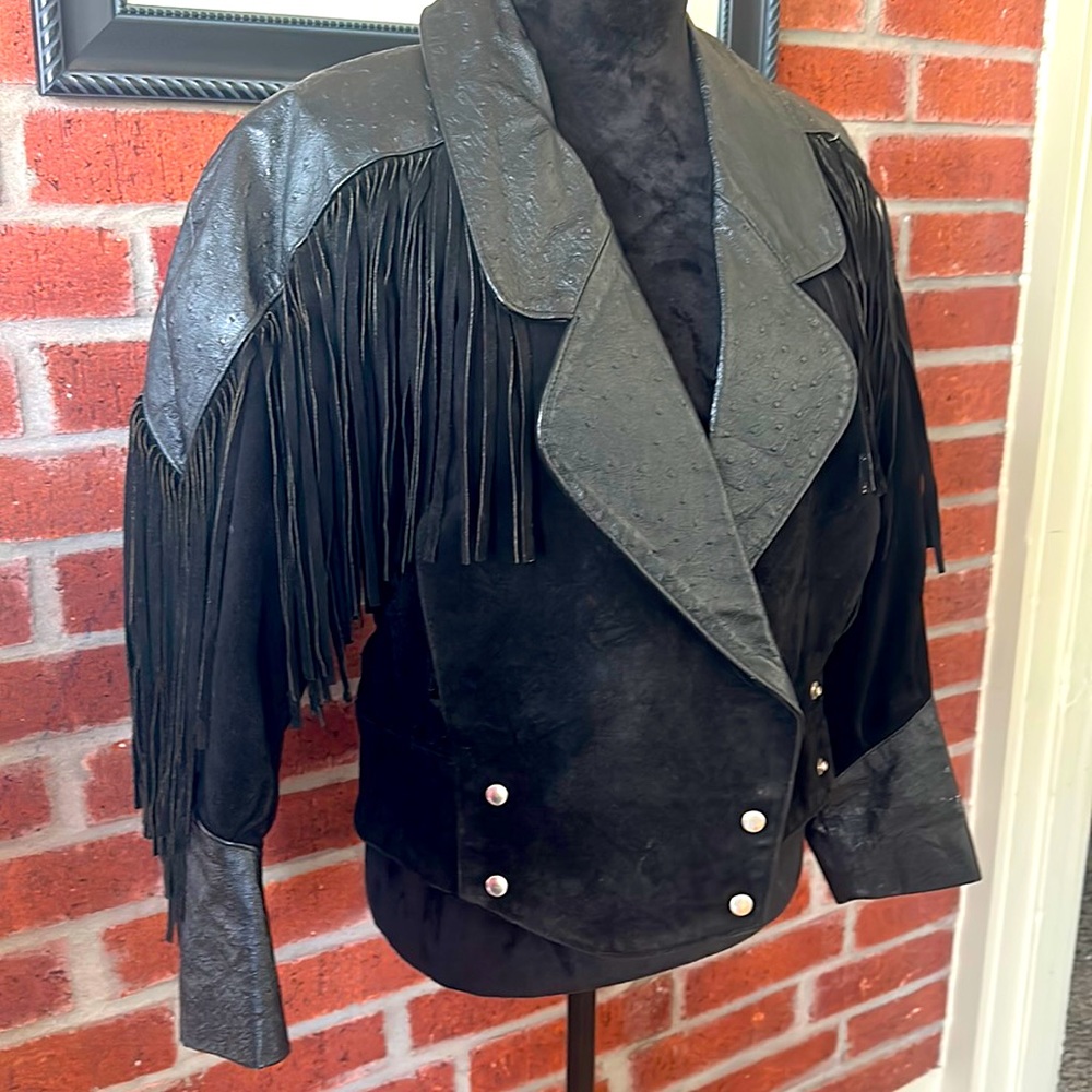 Black Fringe 100% leather jacket